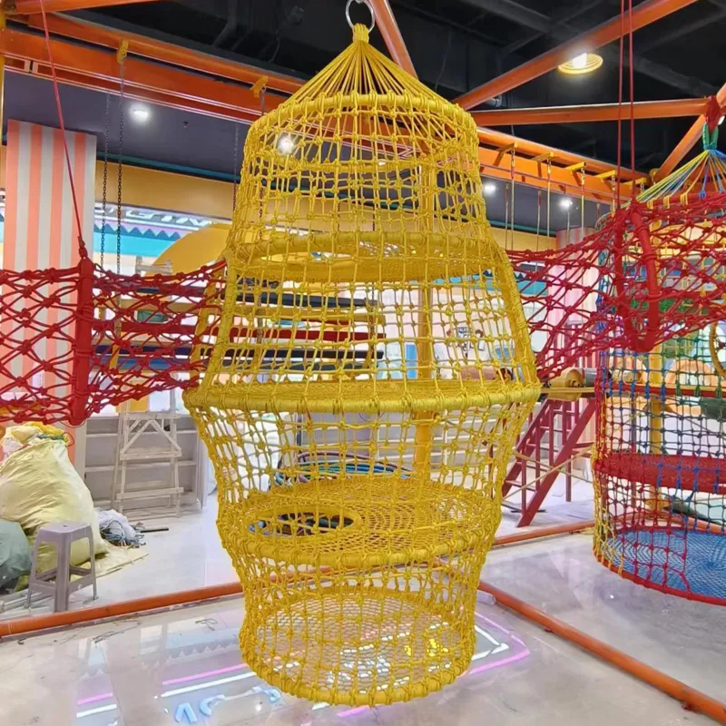 Hanging Multi-layer Rainbow Rope Net Climbing Tower &ndash; Indoor Kids Play Equipment