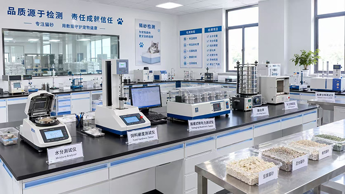 Finished cat litter products undergoing quality inspection.jpg