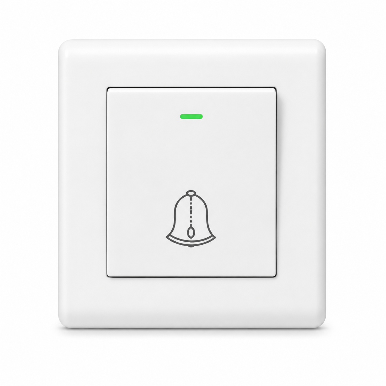 White Wall-Mounted Doorbell Push Switch with Green Indicator