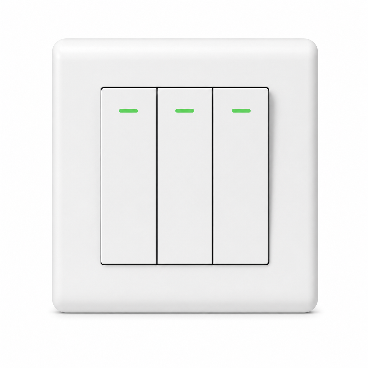 White Wall-Mounted 3 Gang Light Switch with LED Indicators