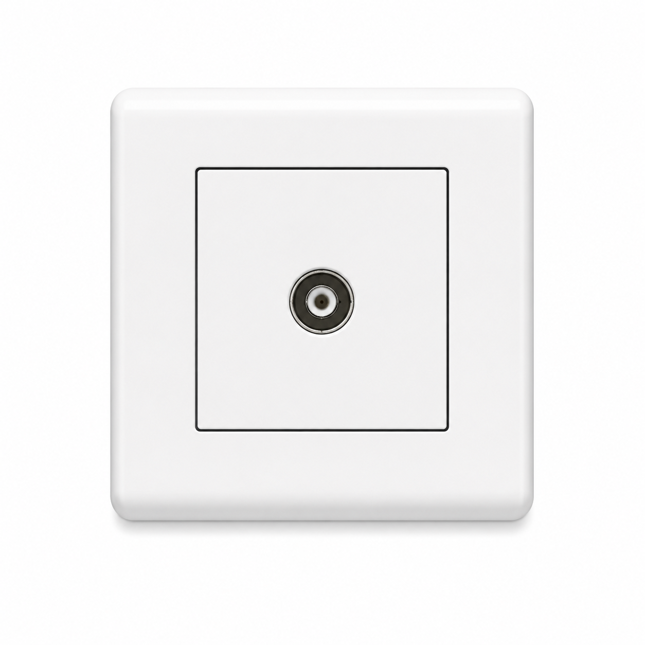 White Wall-Mounted IEC TV Coaxial Antenna Socket Outlet