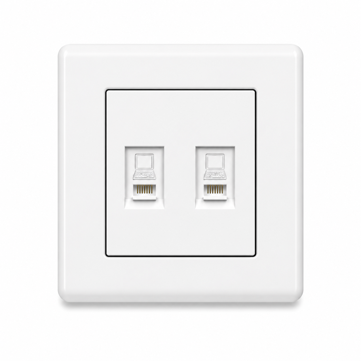 White Wall-Mounted Dual RJ45 Ethernet Network Wall Socket Outlet