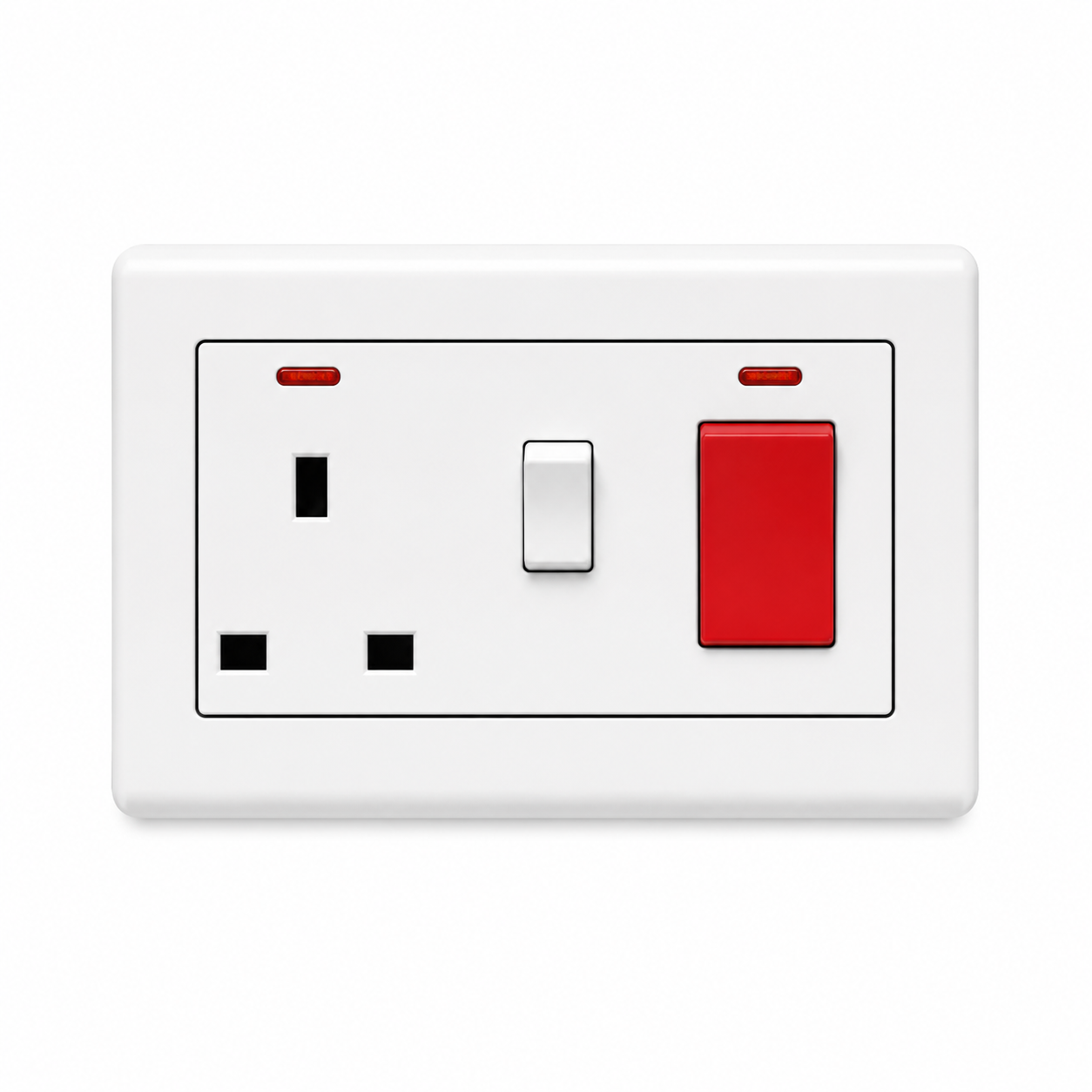 13A British Standard Switched Wall Power Socket Outlet with Neon Indicator