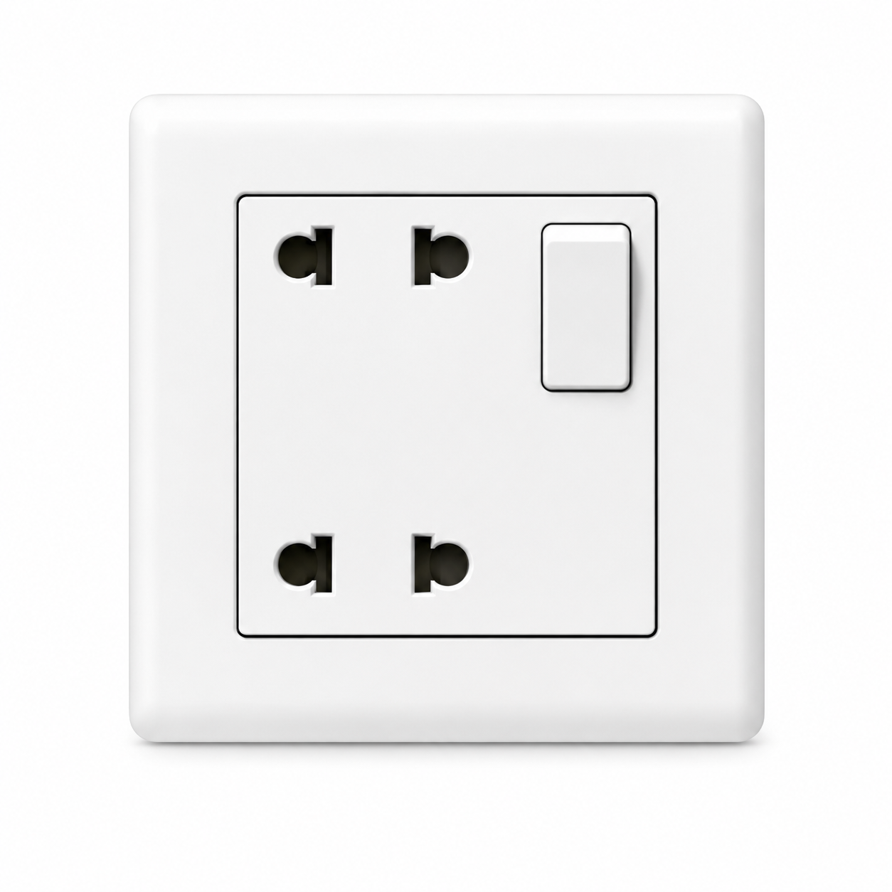 White Wall-Mounted Dual 2-Pin Switched Power Socket Outlet