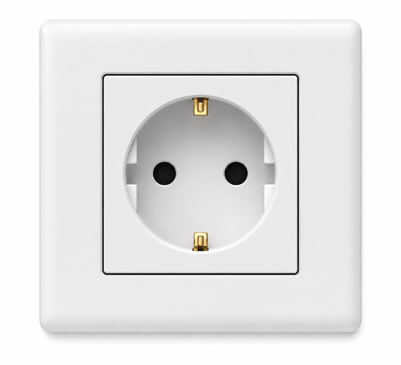 White Wall-Mounted European Type F Grounded Power Socket Outlet