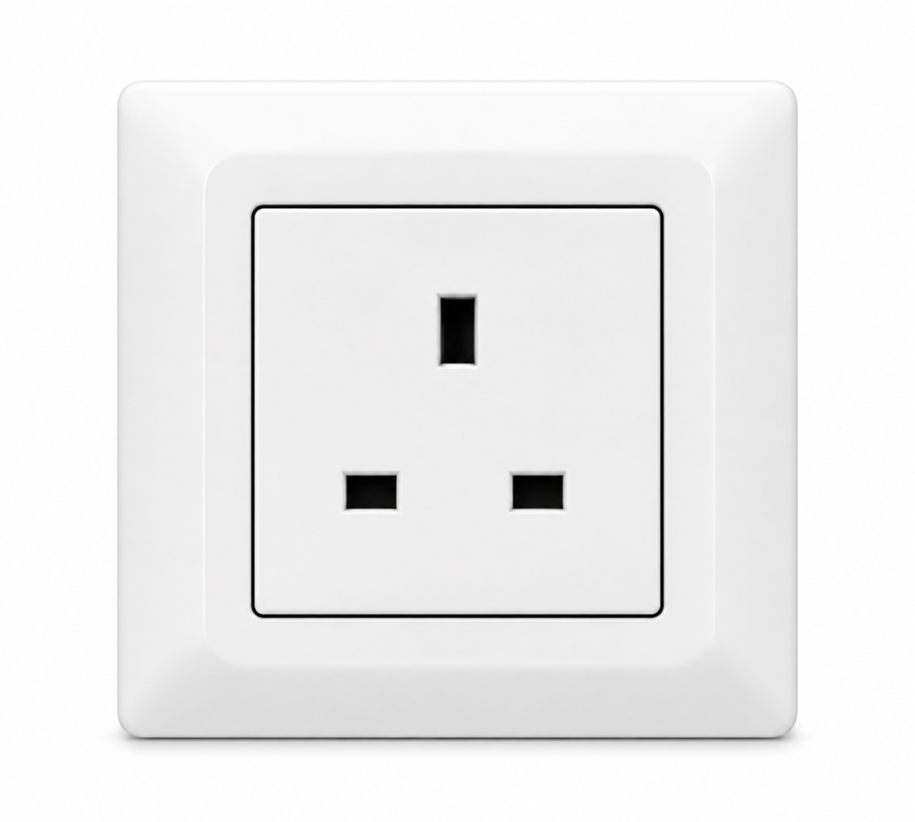 White Wall-Mounted British Standard Unswitched Power Socket Outlet