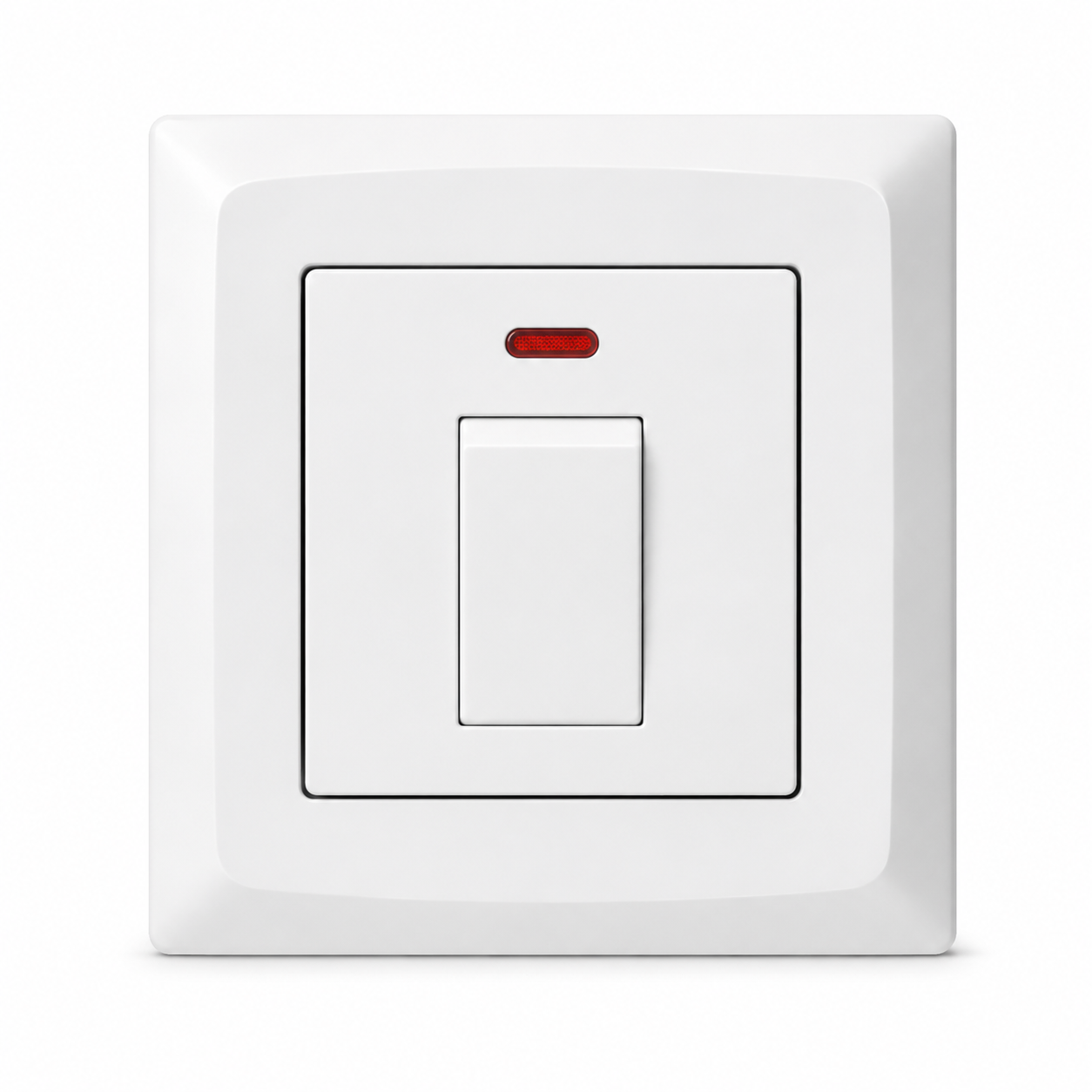 White Wall-Mounted Single Gang Rocker Light Switch with Neon Indicator