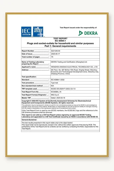 IEC 60884-1 Test Report