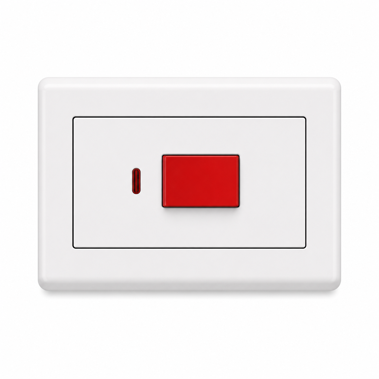 White Wall-Mounted Double Pole Switch with Neon Indicator