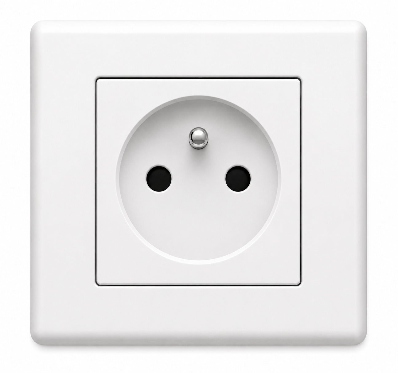 White Wall-Mounted European Type E Grounded Power Socket Outlet