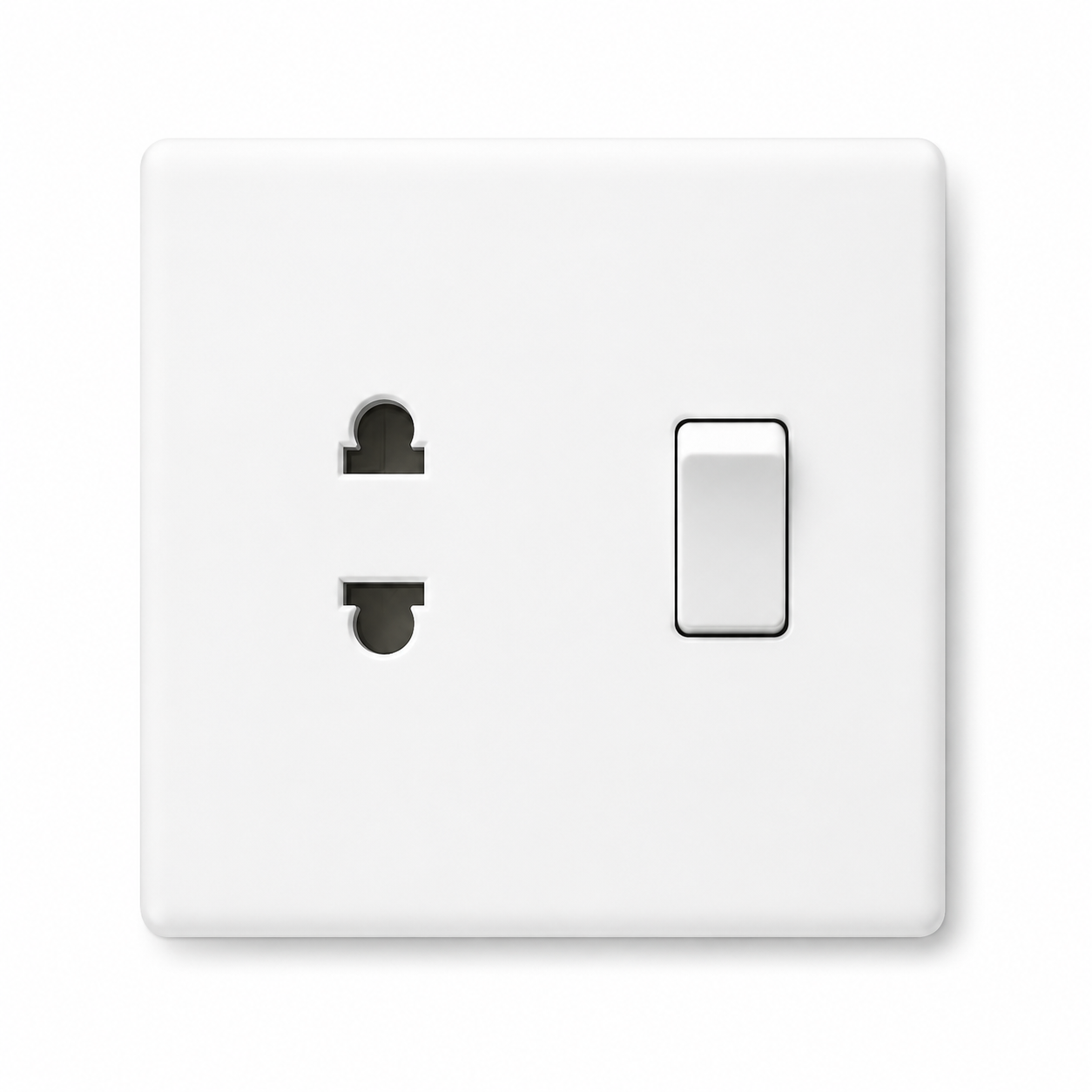 White Wall-Mounted Universal 2-Pin Switched Power Socket Outlet