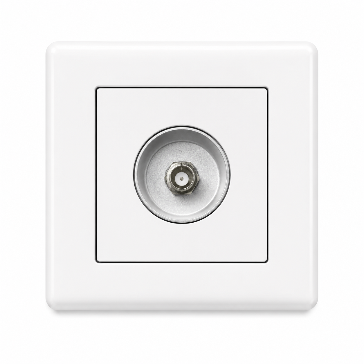White Wall-Mounted F-Type TV Coaxial Antenna Socket Outlet