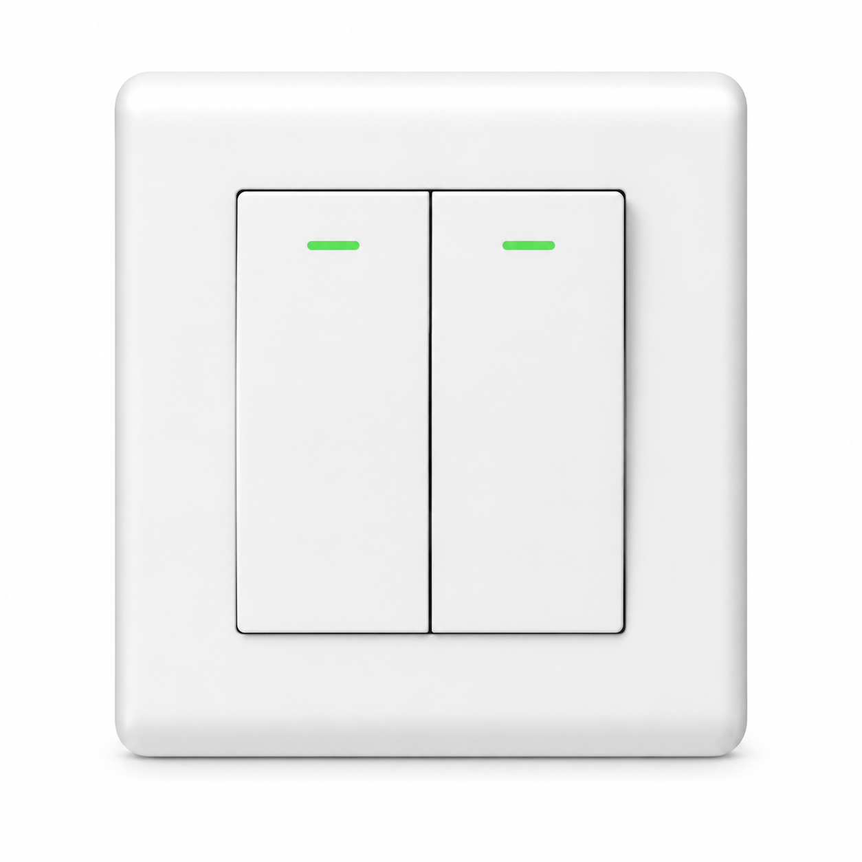 White Wall-Mounted 2 Gang Light Switch with LED Indicators