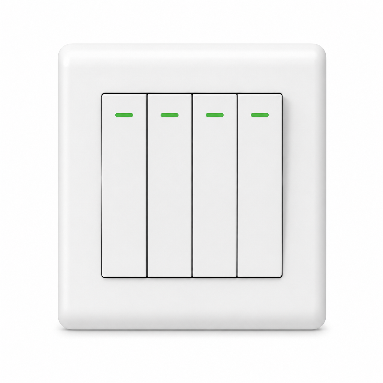White Wall-Mounted 4 Gang Light Switch with LED Indicators