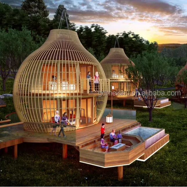 Large Residential Luxury 2-story Prefabricated House Irregular Shape Light Steel Structure Easy Assembly Eco-friendly Villa