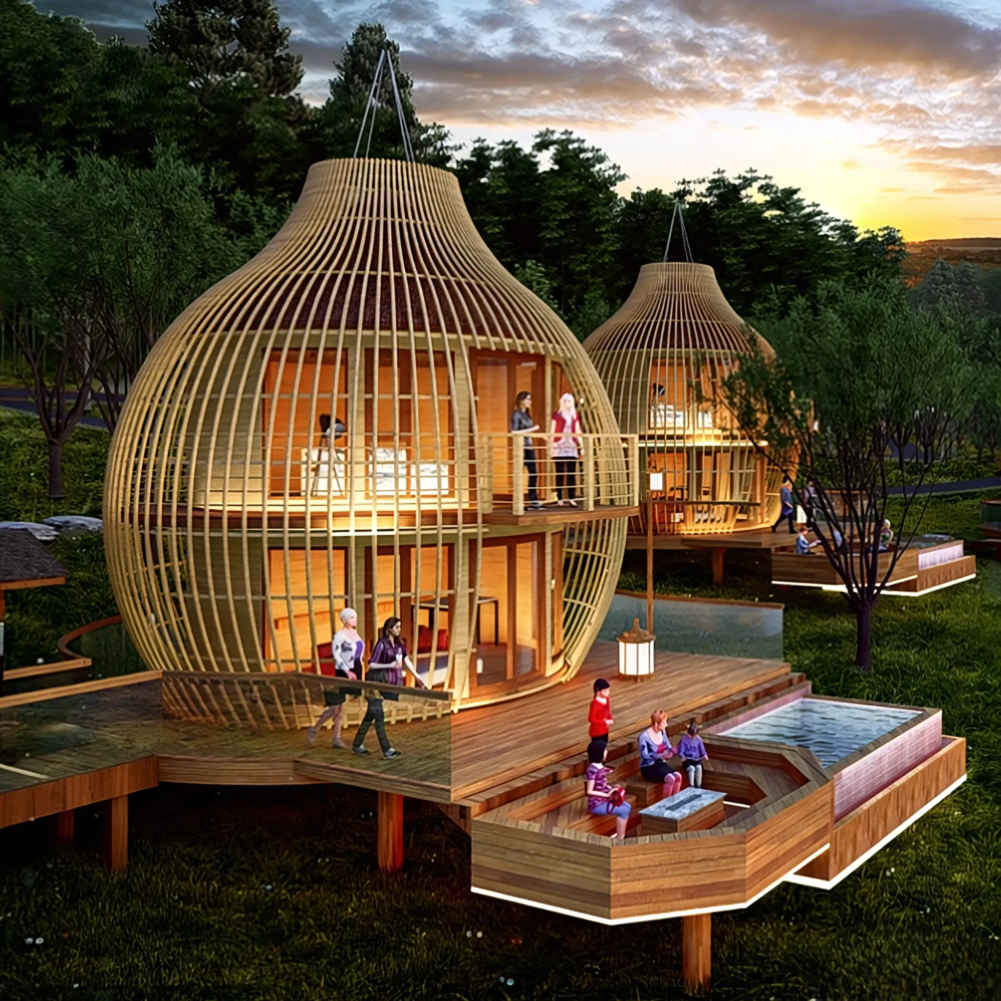 Large Residential Luxury 2-story Aluminum Structure Prefabricated Villa Modern Irregular Shape Eco-friendly Easy Assembly Hotel