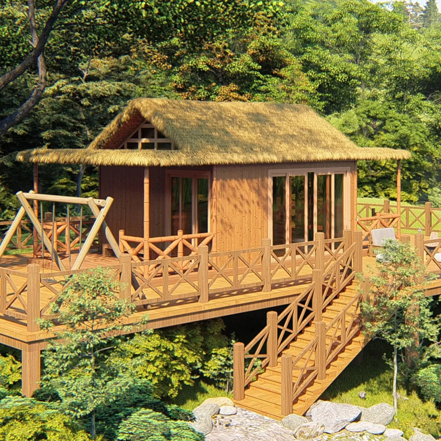 Rustic Aluminum Prefab House Waterproof Fire Resistant Eco-Friendly Anti-Corrosion Apartment Villa Office Resort Accommodation