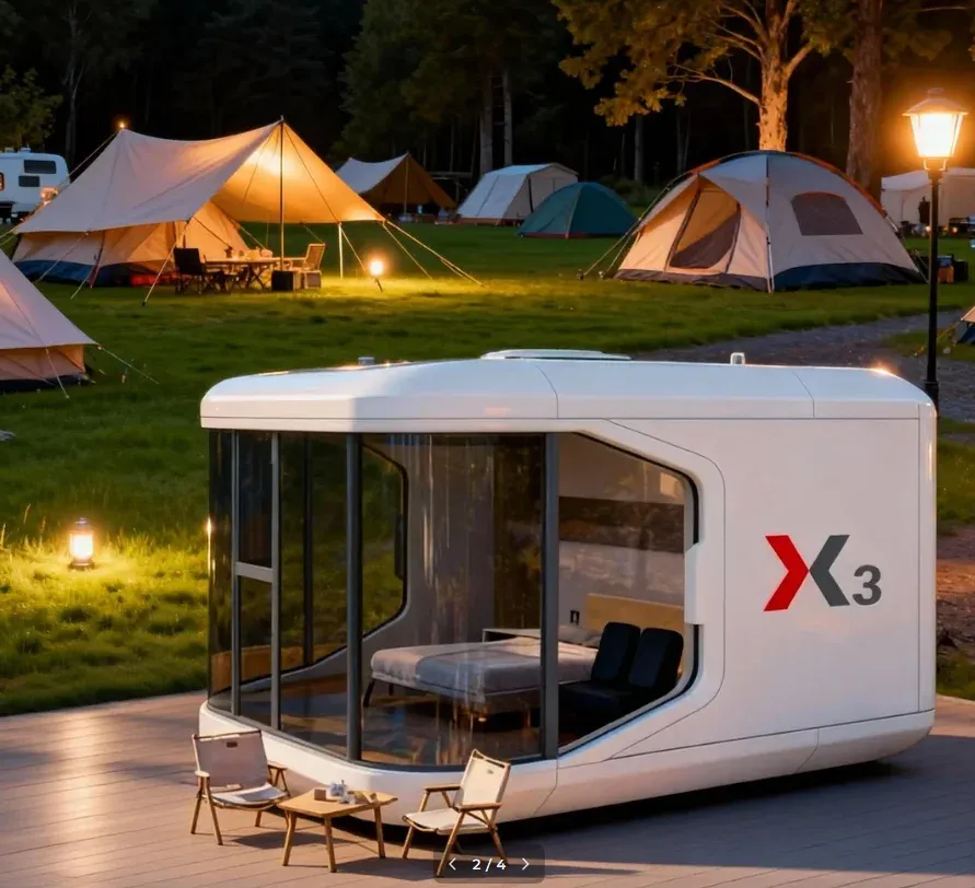Luxury Pod Space Capsule Aluminum House Resort Modern Waterproof Solar Powered Lightweight Prefab Home Bedroom Living Room