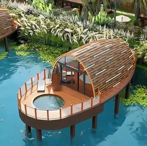 High Quality Aluminum Modular Pod Boat House Modern Eco-Friendly Solar Powered Anti-Corrosion Hotel & Villa Use