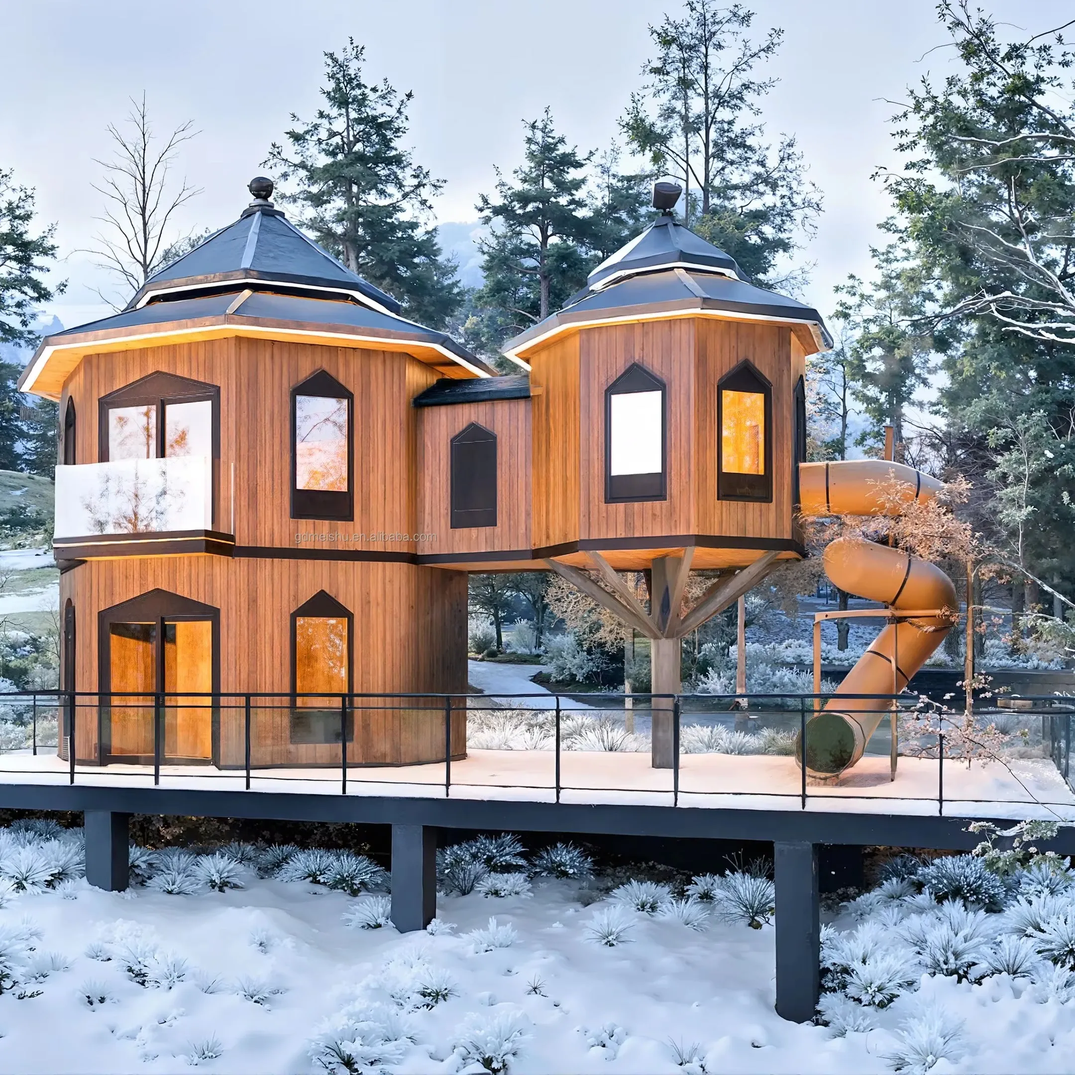 Prefabricated Waterproof Aluminum Structure Holiday Home Three Bedrooms Two Bathrooms Terrace 50-70 Year Lifespan Factory Direct