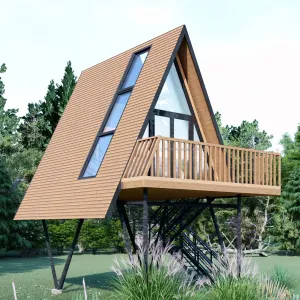 Modular Prefab Modern Aluminum Triangle Light Steel Luxury Villa with Double Layer Glass and Customized Size