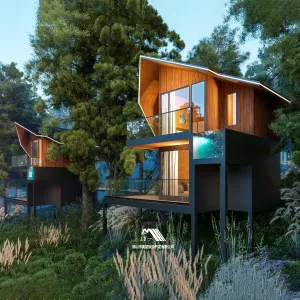 Luxury Waterproof Aluminum Prefab Villa Quick Installation Custom Design Anti-Corrosion Fire Resistant for Holiday Resort