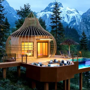 Customized Luxury Birdcage Serenity Large Aluminum Galvanized Light Steel Stud Holiday House Waterproof Prefab Modern Hotels