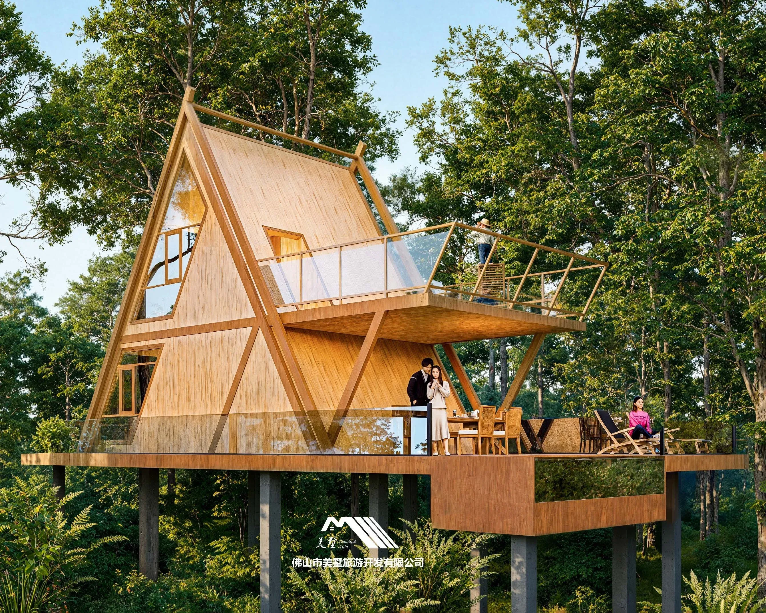 Modern A-Frame Aluminum Prefab Villa with Waterproof Design for Scenic Holiday Resorts