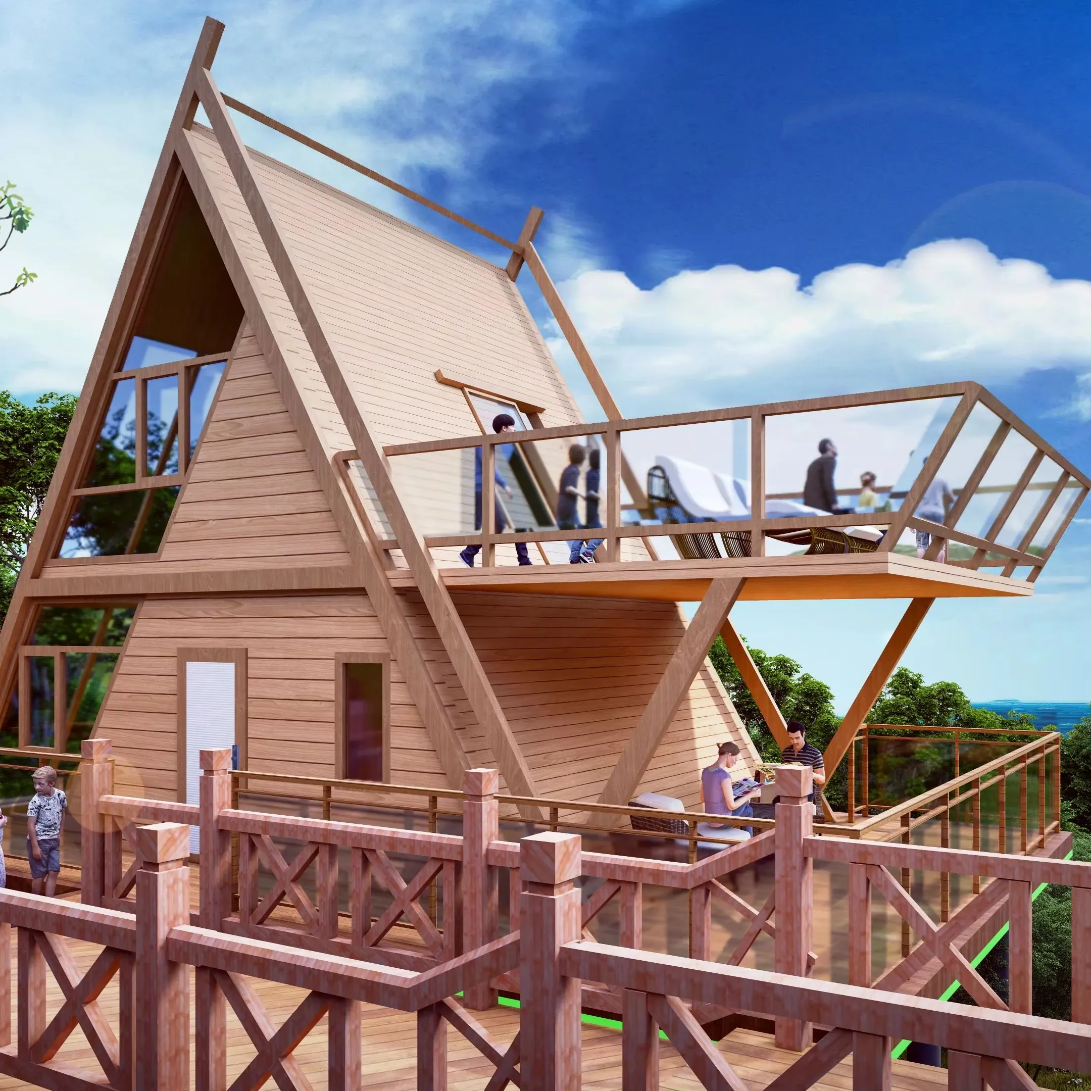 Modern Aluminum Triangle Light Steel House Structure Safe Durable Waterproof Easy Customized Size Beautiful Bedroom Villa Office