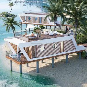 High Quality Aluminum Modular Pod Boat House Modern Solar Powered Eco-Friendly Anti-Corrosion for Resorts Hotels & Villas