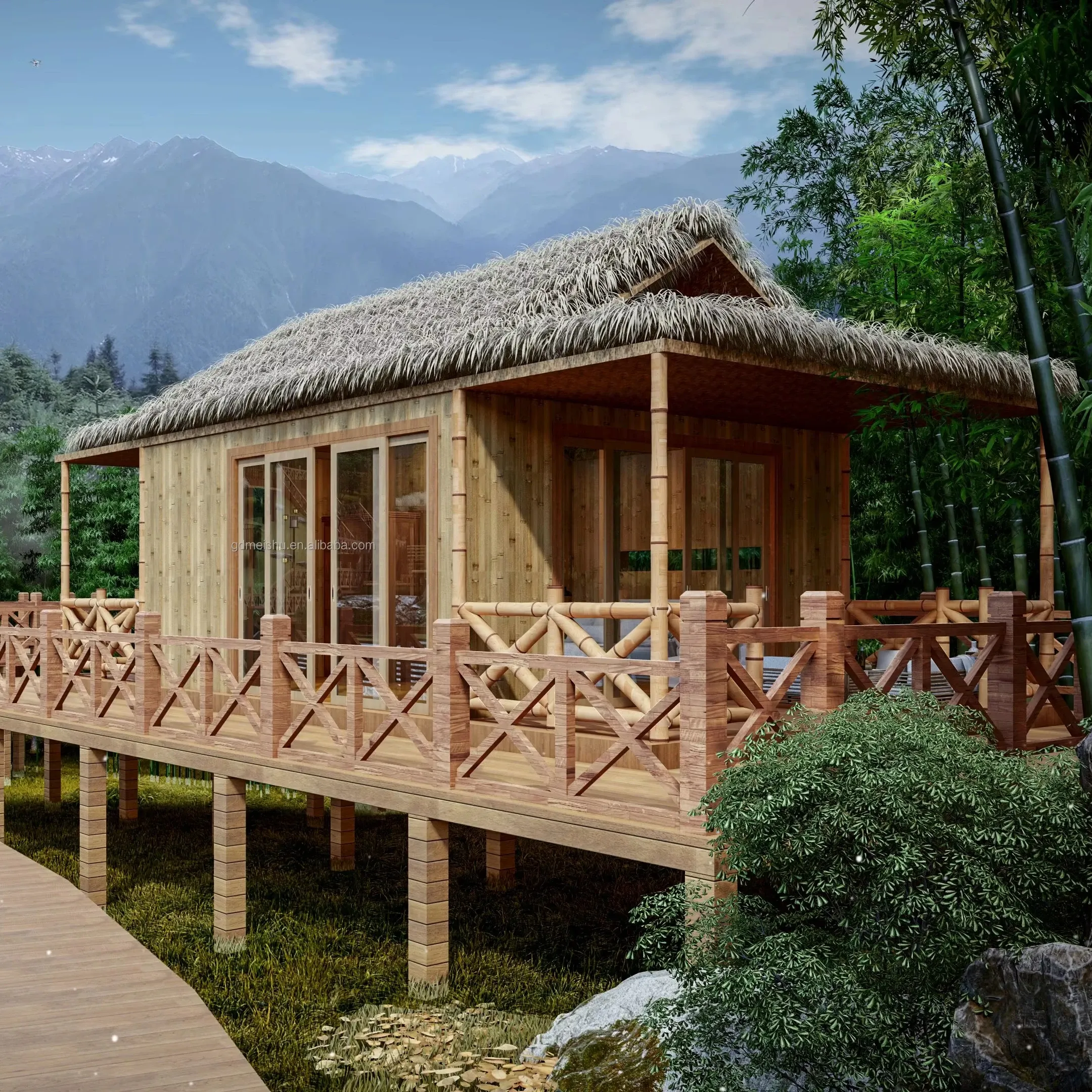 Rustic Aluminum Fabricated Prefab Holiday House Apartment Waterproof Eco-Friendly Anti-Corrosion Resort Villa Hotel Farm