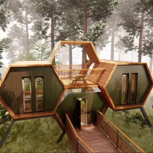 Hexagonal-shaped Steel Structure Prefabricated Luxury Hotels Villas Apartment Waterproof Container House Modern Customized Size