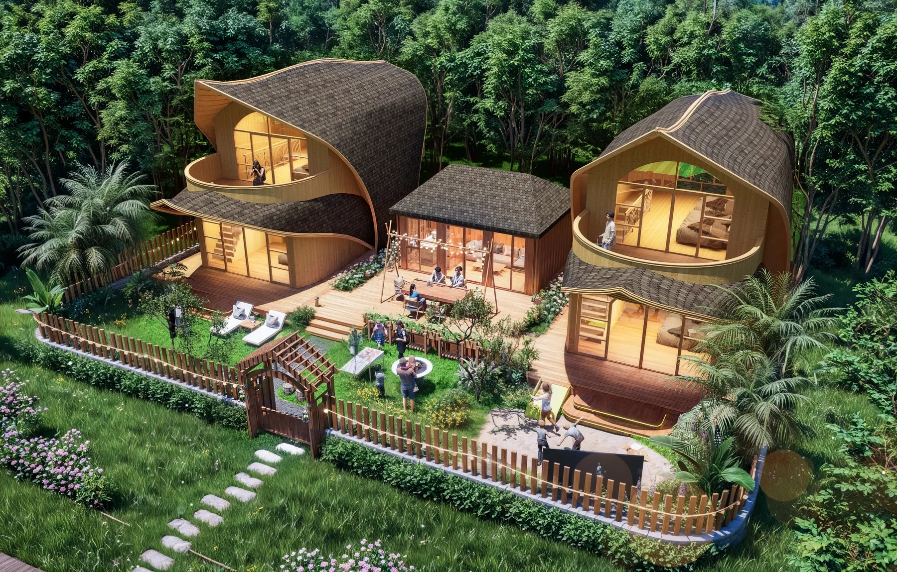 Bamboo glow courtyard