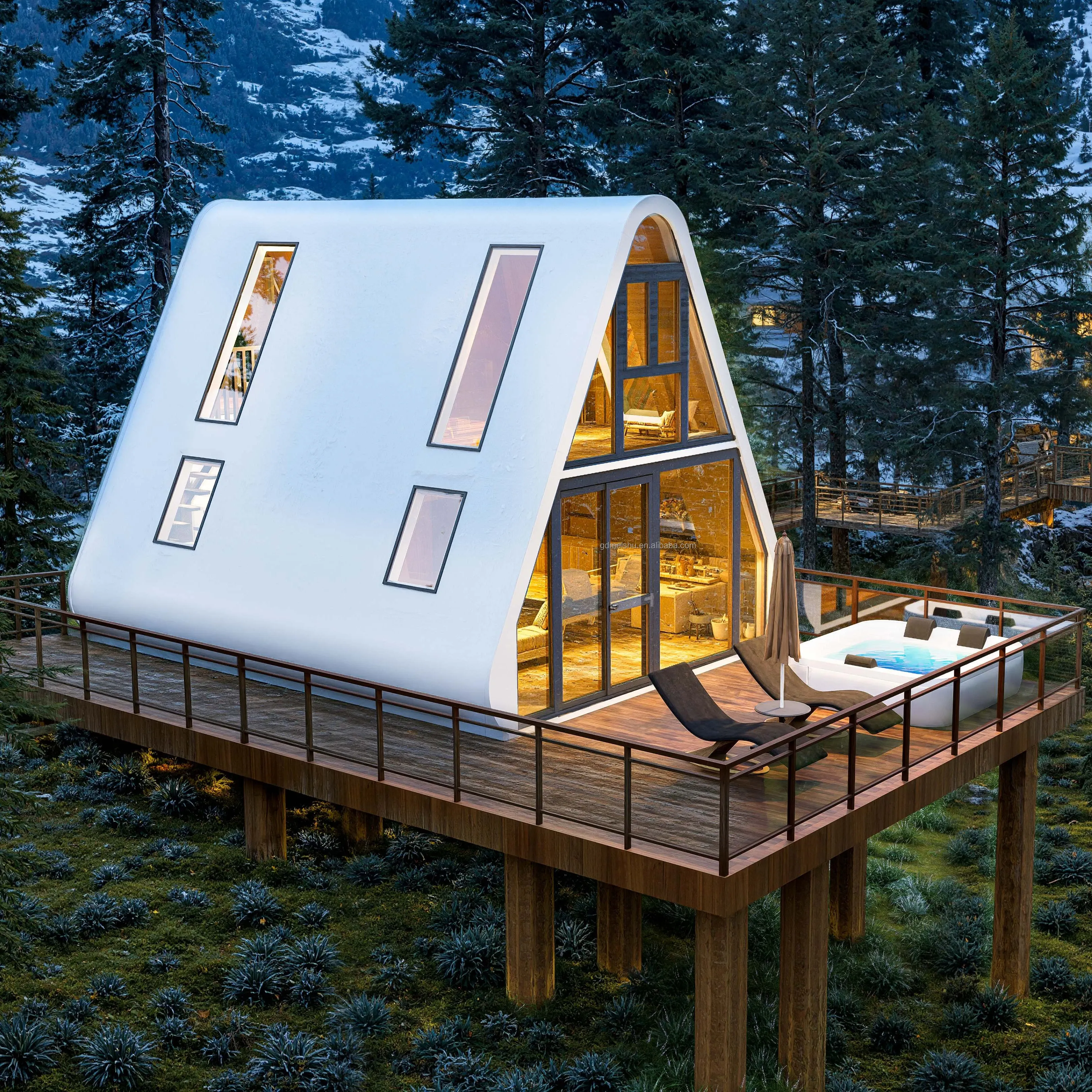 Luxury Modern Triangle Aluminum Steel Frame Container House Modular Space Prefab Home Waterproof Office Hotel Villa Apartment