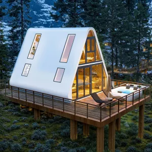 Luxury Modern Triangle Aluminum Steel Frame Container House Modular Space Prefab Home Waterproof Office Hotel Villa Apartment
