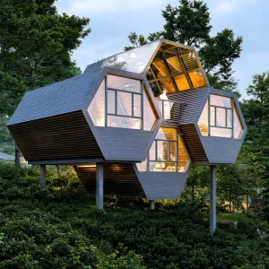 Hexagonal-shaped Aluminum Steel Structure Prefabricated Eco-Friendly Durable Luxury Hotels Villas Apartment Waterproof Modern