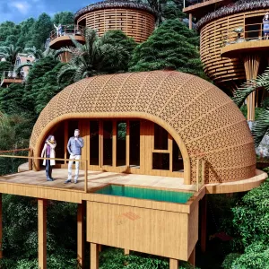 Beautiful Villa Homing Customizable Aluminum Eco-Friendly Solar-Powered Fire Resistant Tree House Fast Installation Durable