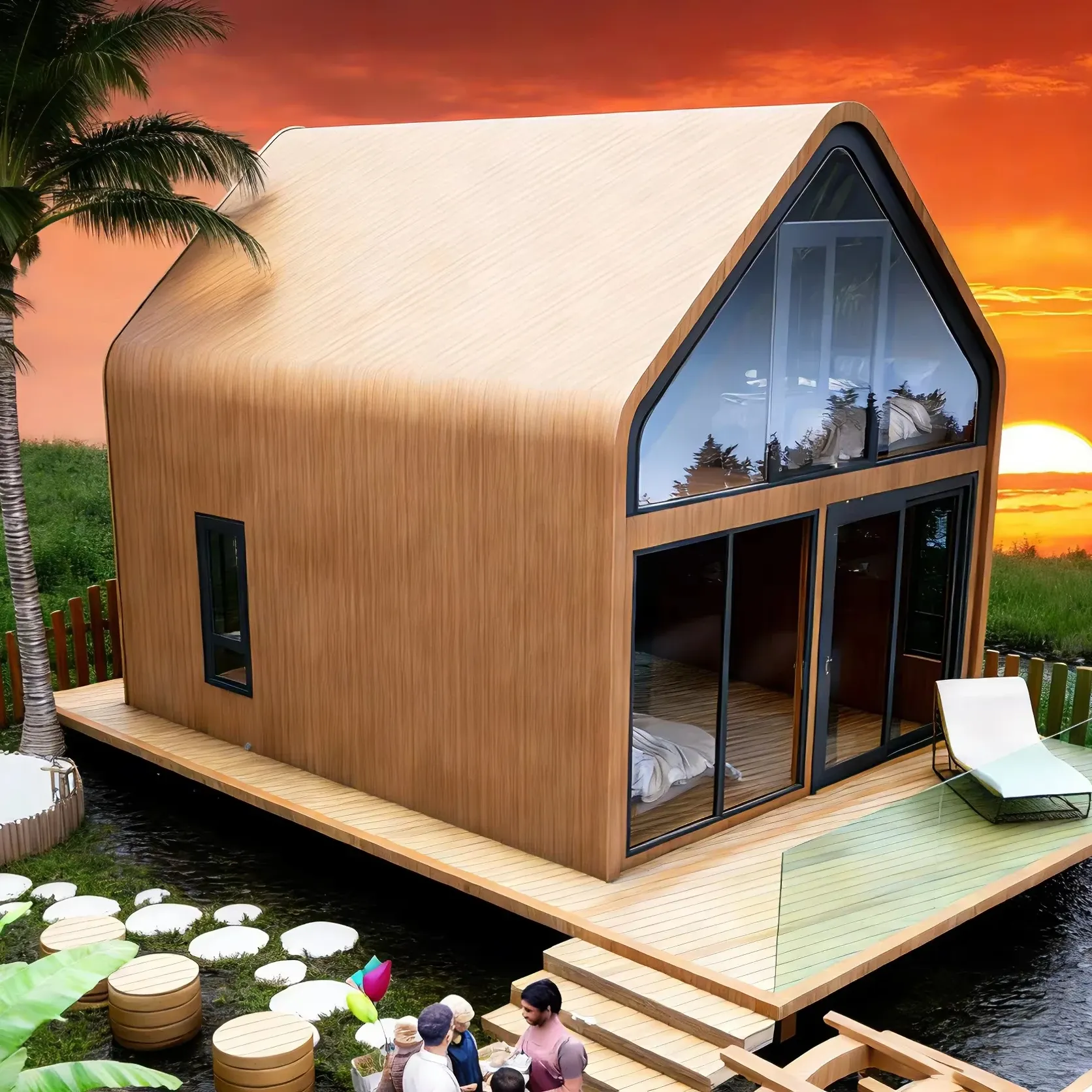 Modern Steel Structure Prefab Waterproof Two-Bedroom Outdoor Use Rectangle House Villa Hotel 50-70 Years Life Span Beautiful