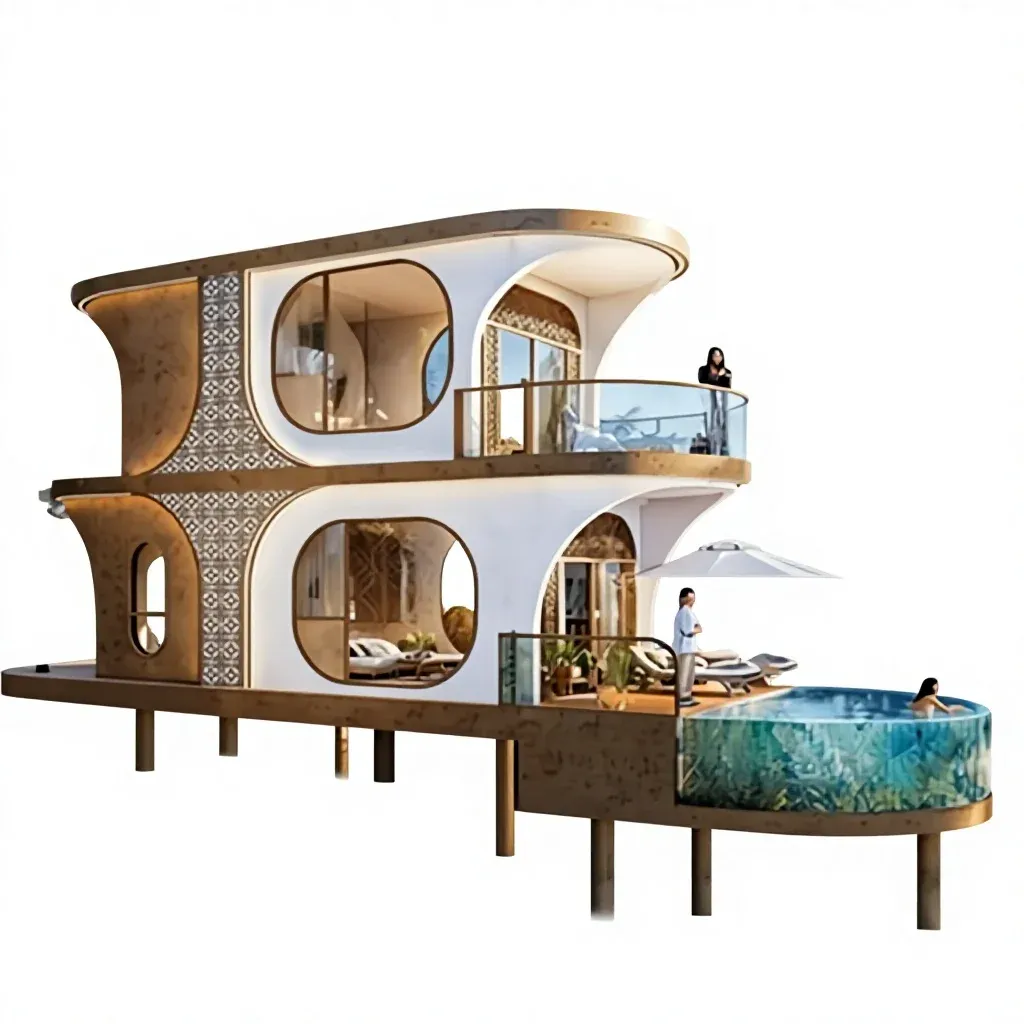 Arabian-style Modular Holiday House Aluminum Construction Fire Resistant Waterproof Customizable Size Modern Design Two Villa