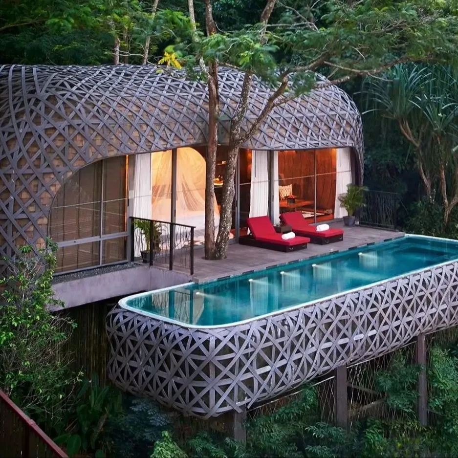 Aluminum Modern Round Geodesic Prefabricated Hotel House with Easy Operation Two Bedrooms Two Baths Light Steel Structure