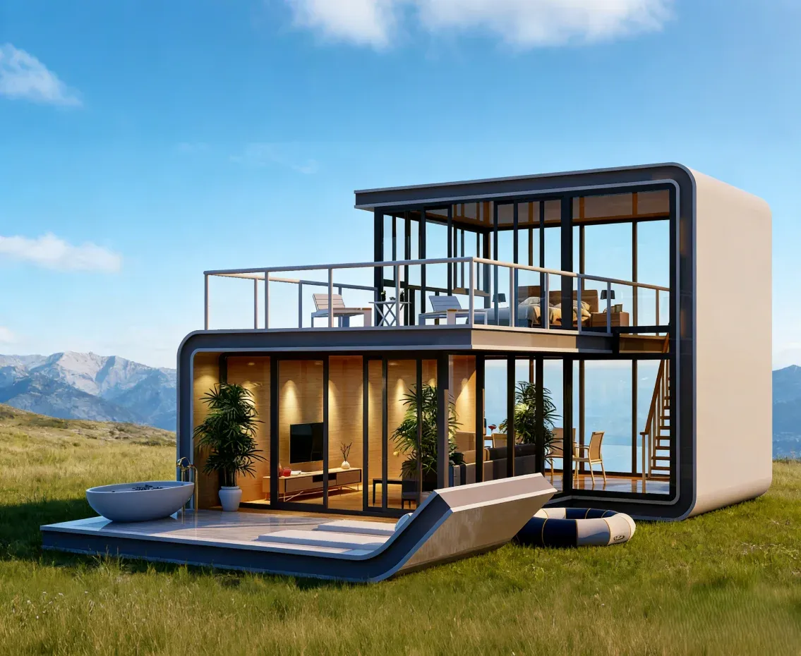 Luxury Modern Aluminum Frame Anti-Corrosion Waterproof Fire Resistant Canopy Outdoor Forest Resort Holiday House Villa