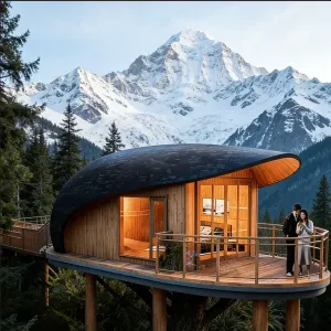 Luxury Aluminum Frame Tree House with Waterproof Glass Wall for Forest Resort Canopy Experience Villa Apartment or Hotel Use