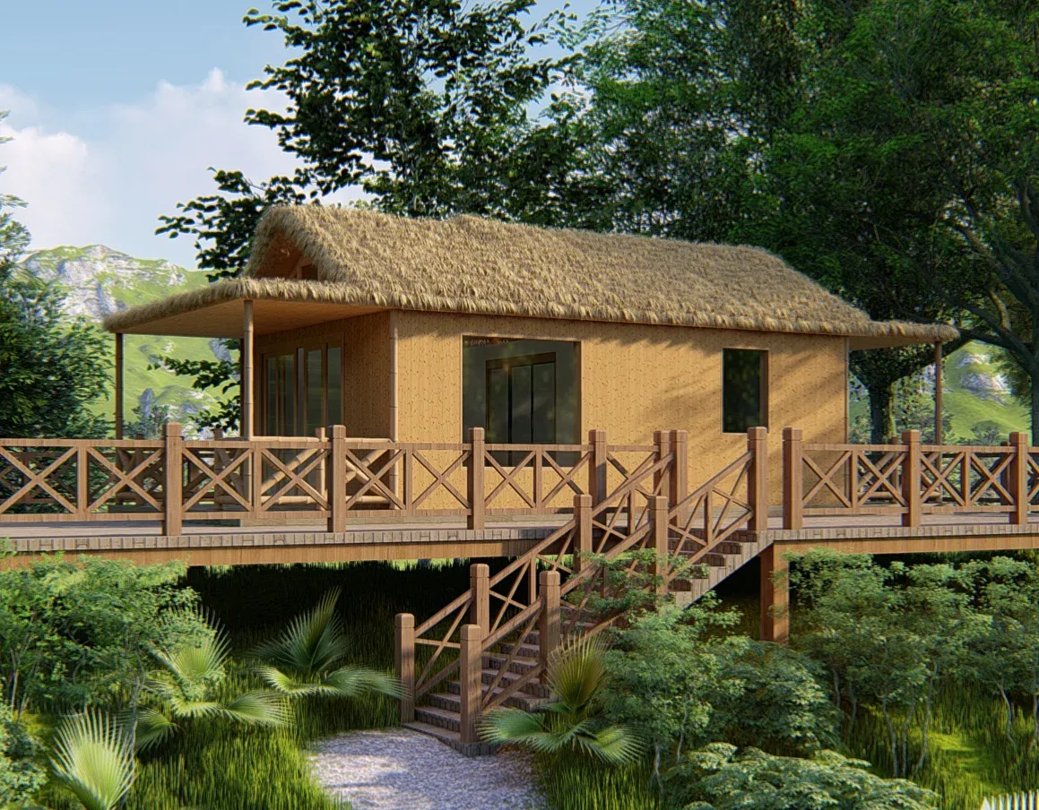 Rustic Aluminum Prefab House Galvanized Steel Frame Waterproof Fire Resistant Eco-Friendly Anti-Corrosion Design Apartment Hotel