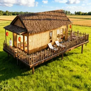 Rustic Aluminum Prefab House with Waterproof Design for Villa Hotel Farm Stay Accommodation