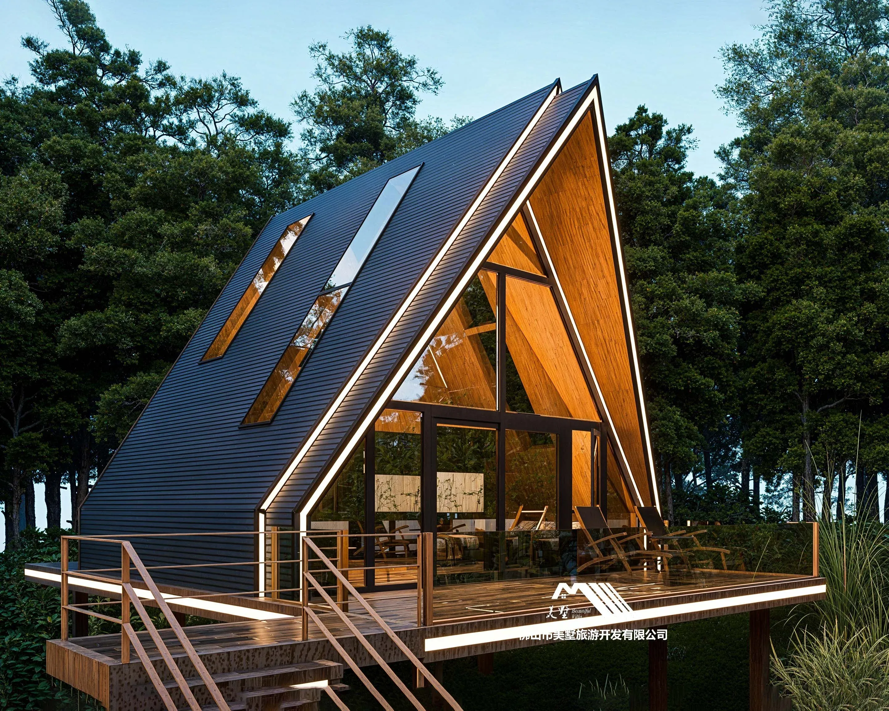 Relocatable Aluminum A-Frame Prefab House-Demountable Villa Cabin with Quick Assembly for Mobile Glamping and Resort Use