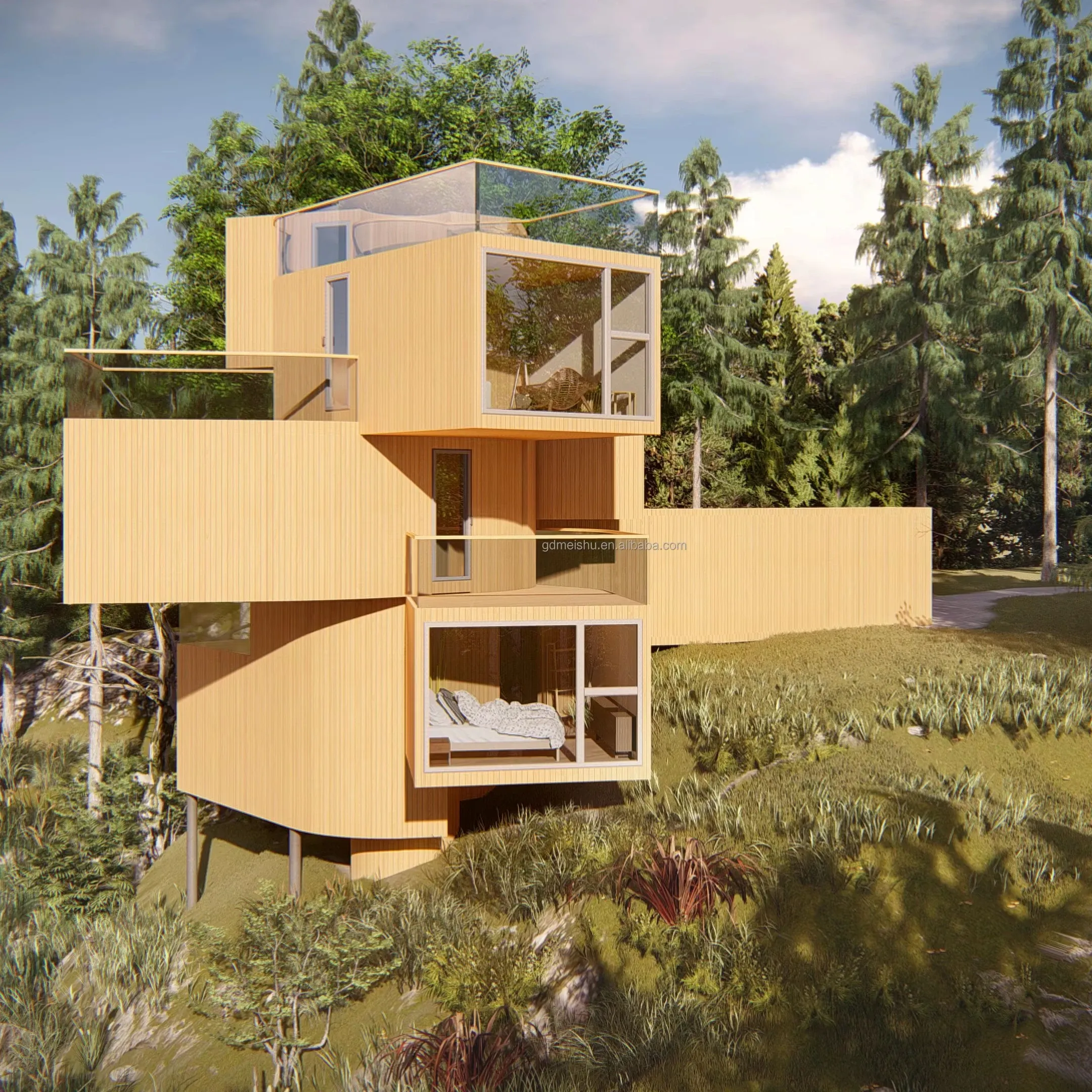 New Design Waterproof Prefabricated Steel Villa House 2-Bedroom Modern Holiday Home with Customizable Size Easy Installation