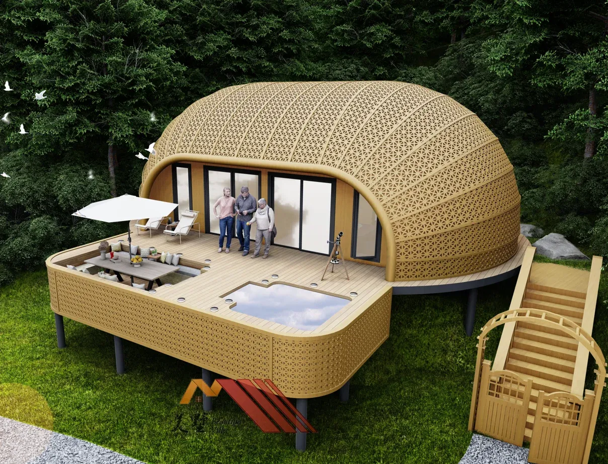 Family Prefab Tree House Villa Kids-Friendly Design Waterproof Aluminum Anti-Corrosion Fire Resistant Holiday House Vacation Two