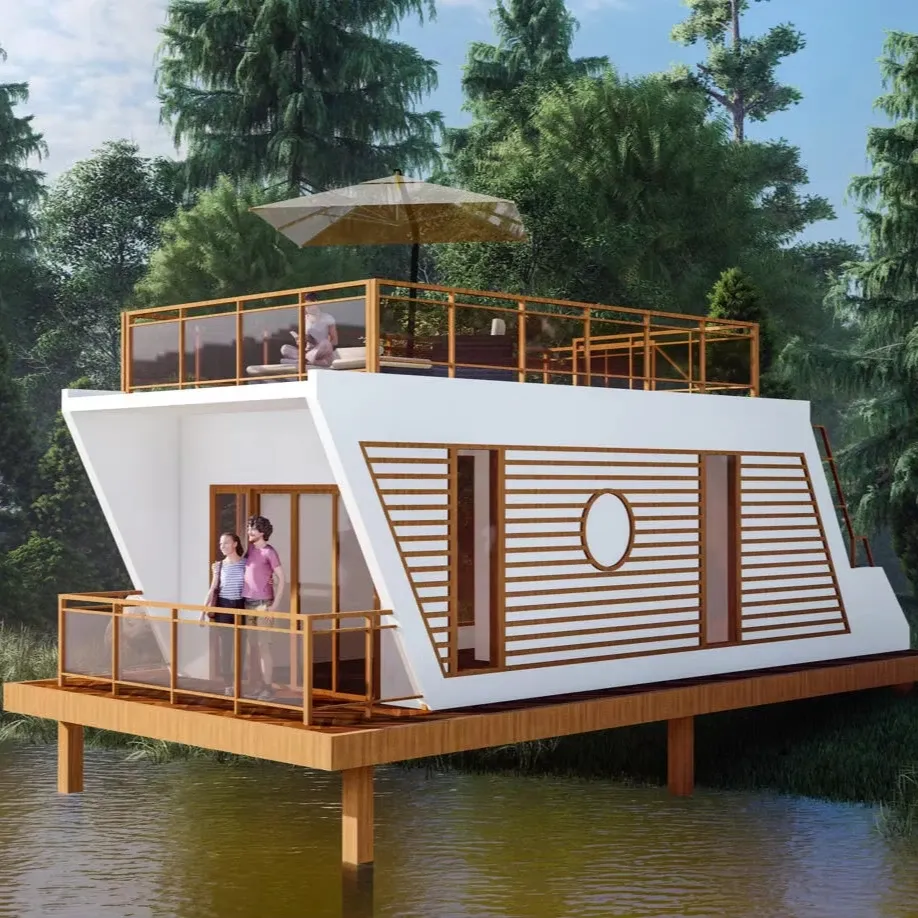 High Quality Aluminum Modular Pod Boat House Modern Solar Powered Eco-Friendly Anti-Corrosion Resorts Hotels Villas Customized