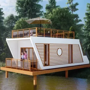 High Quality Aluminum Modular Pod Boat House Modern Solar Powered Eco-Friendly Anti-Corrosion Resorts Hotels Villas Customized