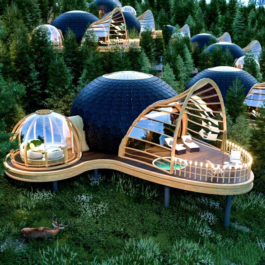 Modern Waterproof Aluminum Prefabricated Lodges with Luxury Amenities-Eco-Friendly Design for Upscale Outdoor Stays